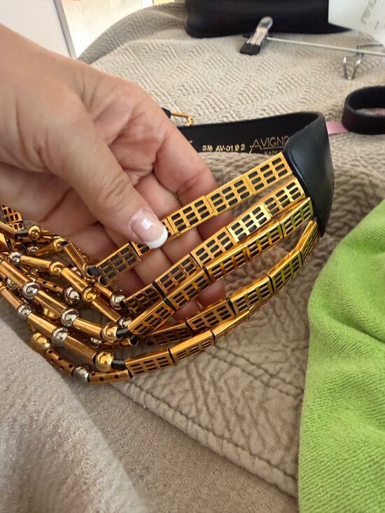 Avignon Womens Statement Belt Size S/M Gold Silver Black Adjustable Vintage Glam main image 10